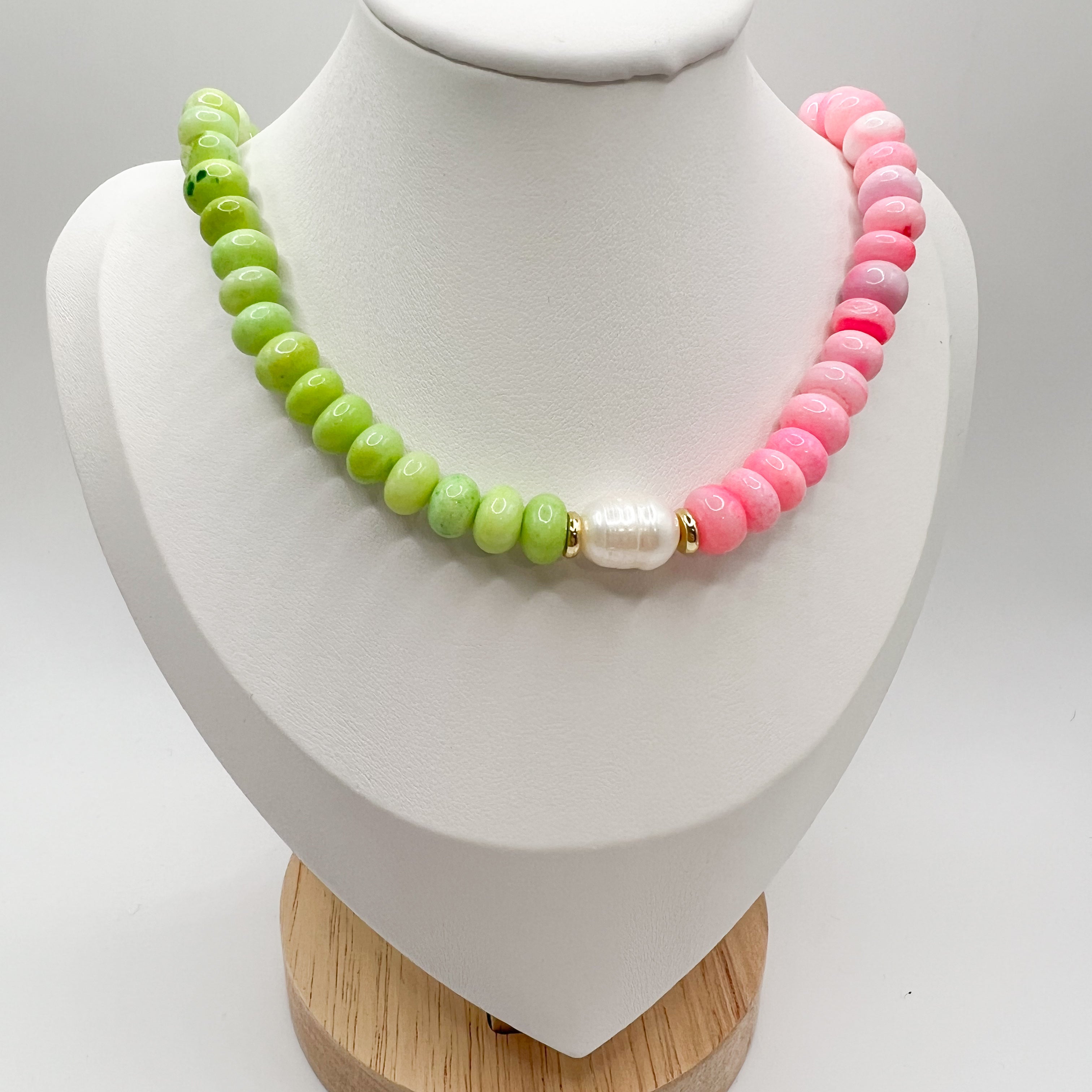 Green & Pink Opal Necklace