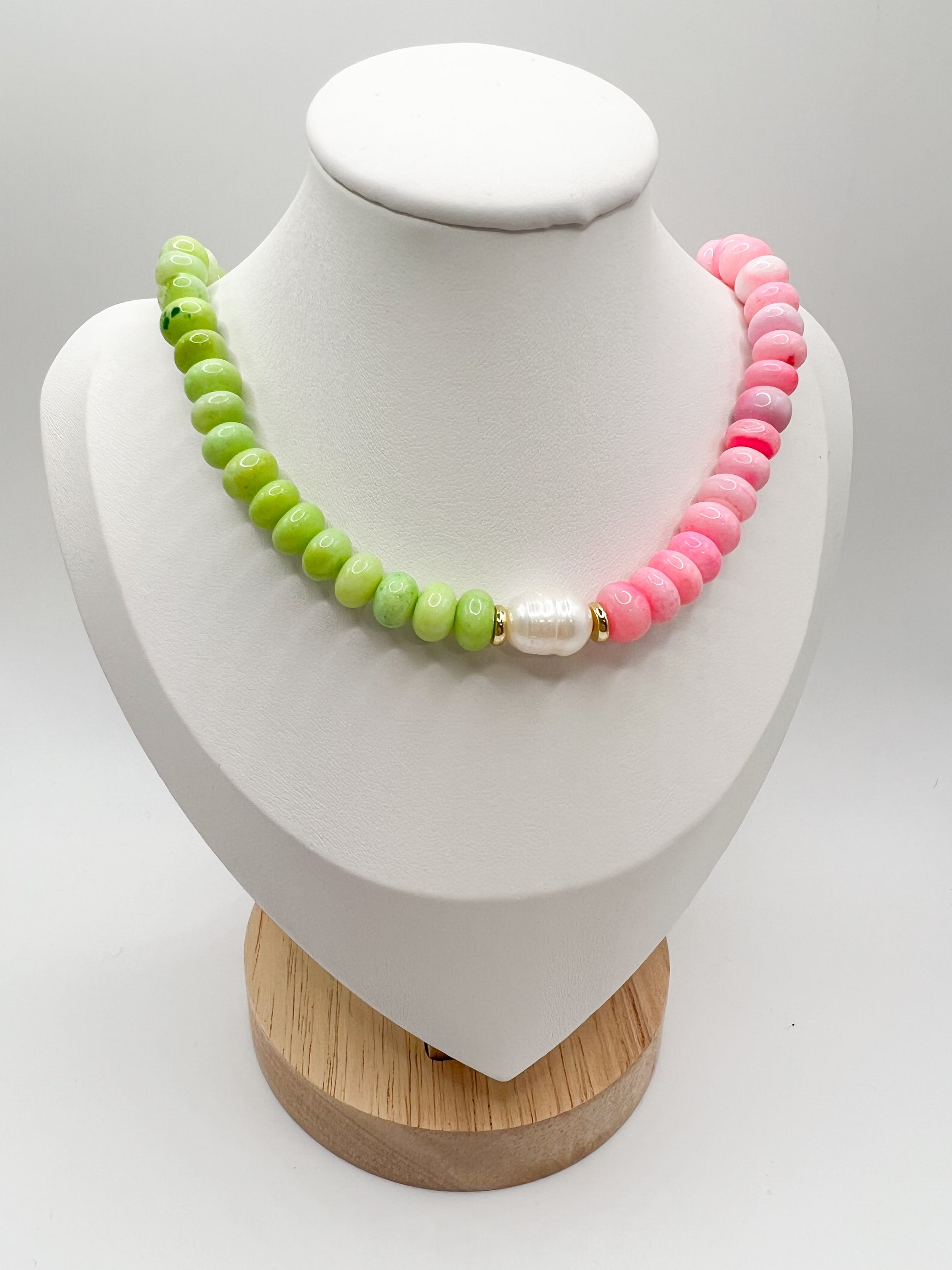 Green & Pink Opal Necklace