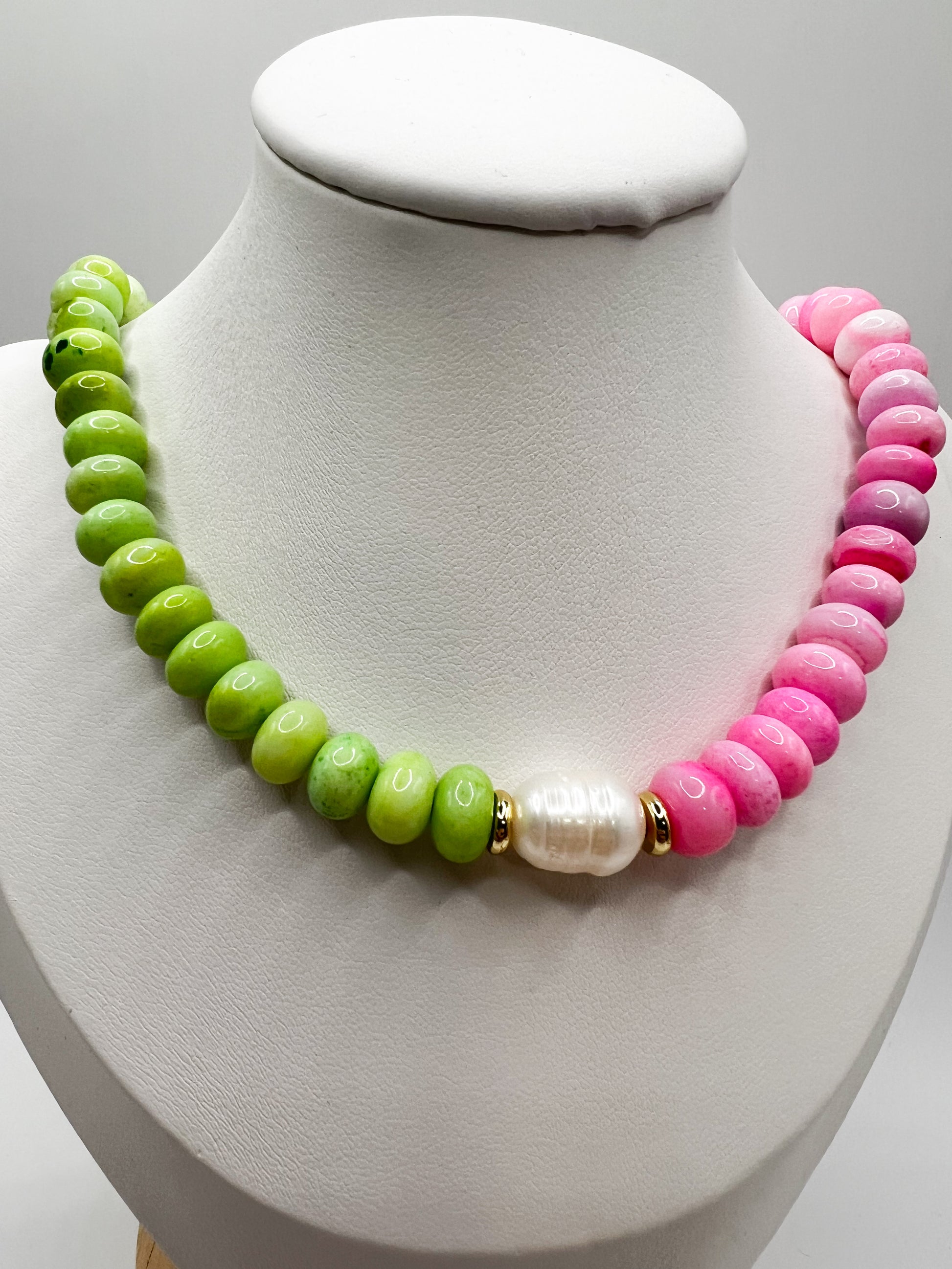 Green & Pink Opal Necklace